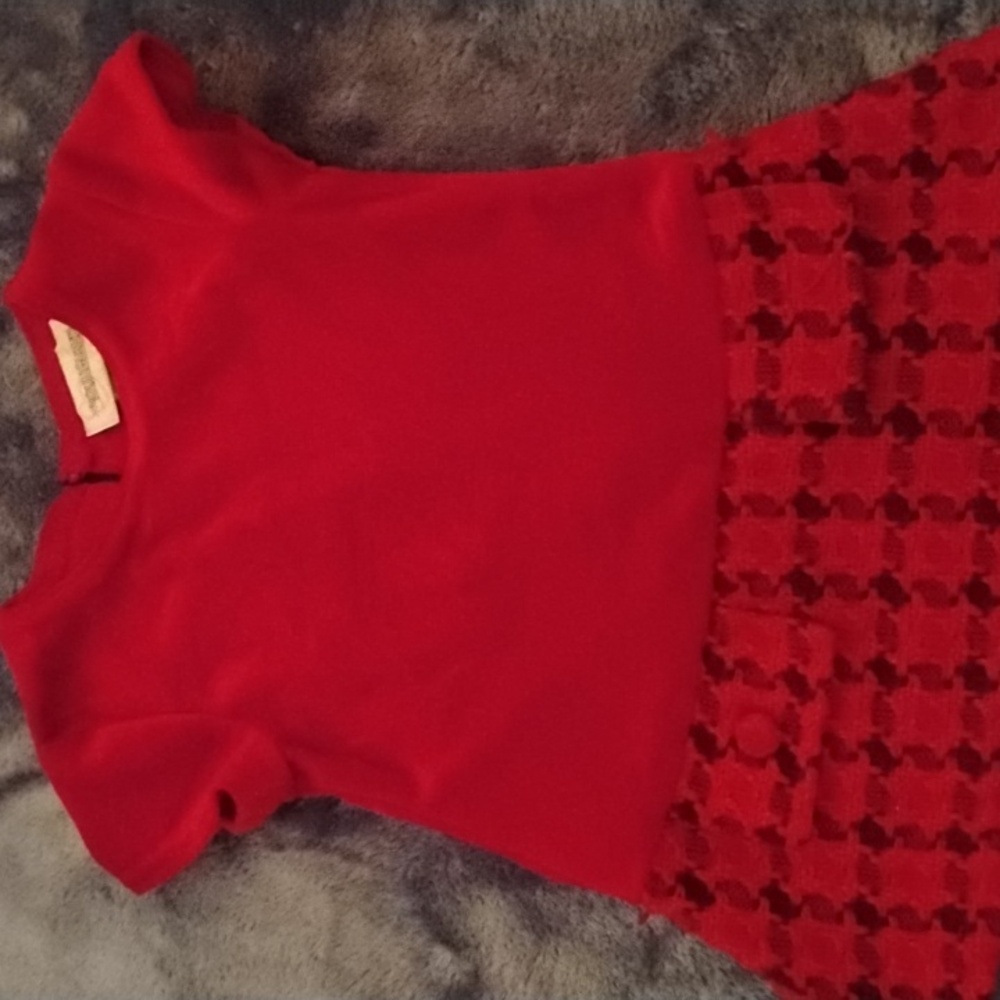 Red velvet and plaid dress